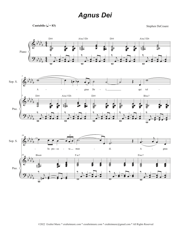 Agnus Dei (Mass of Peace and Justice) (Duet for Soprano and Tenor solo with SAB)