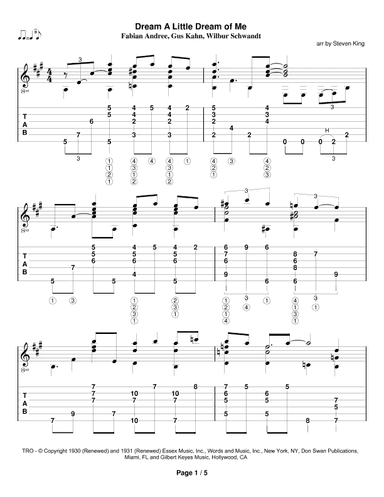 Dream A Little Dream Of Me (arr. Steven King)