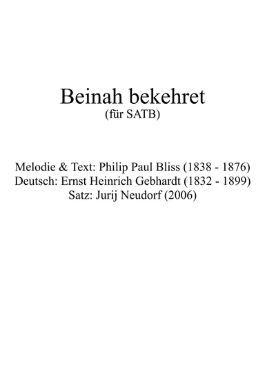 Beinah bekehret (arr. Jurij Neudorf)