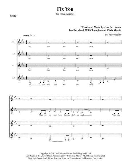Fix You (arr. Julie Gaulke)
