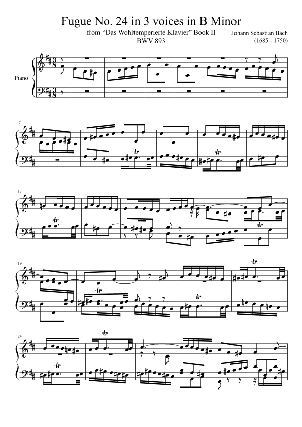 Fugue No. 24 BWV 893 (arr. Zachary Corbett)