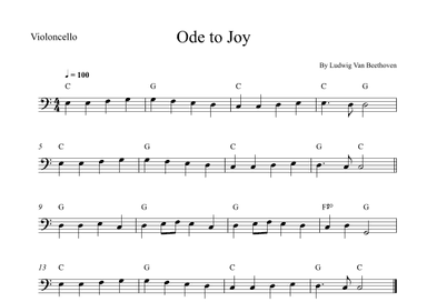 Ode to Joy - Cello Easy (arr. Wesley S. SIlva)