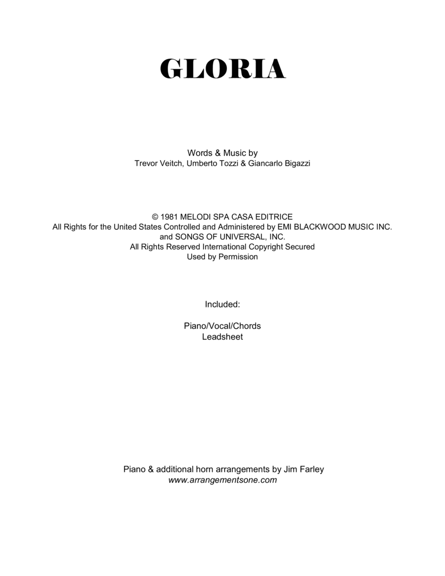 Gloria (arr. Jim Farley www.arrangementsone.com)