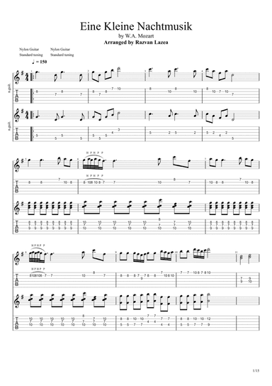 Mozart - Eine Kleine Nachtmusik - Guitar Duet (arr. Razvan's Guitar)