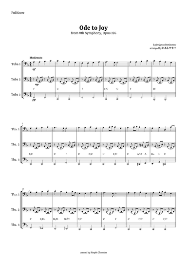 Ode to Joy for Tuba Trio by Beethoven Opus 125 (arr. れある やすけ)