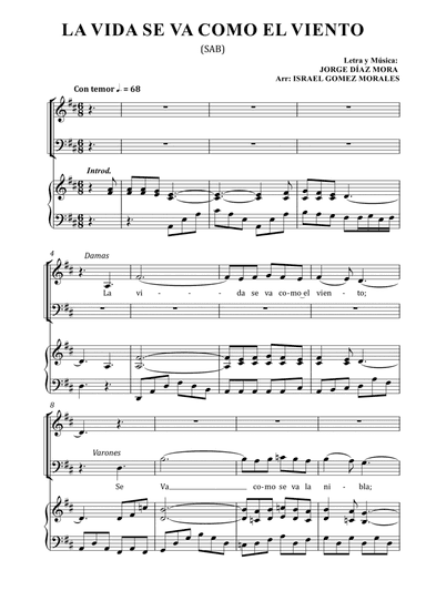 La Vida se va como el viento SAB (arr. Editado por: Eustaquio Cordova M.)