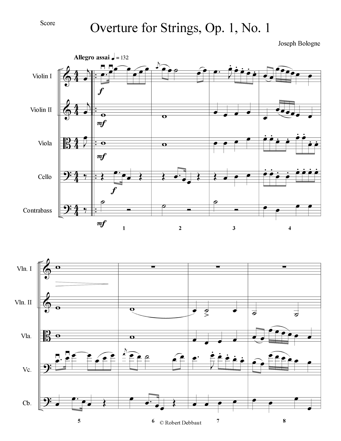 Overture for Strings No. 1 - Score Only (arr. Robert Debbaut)