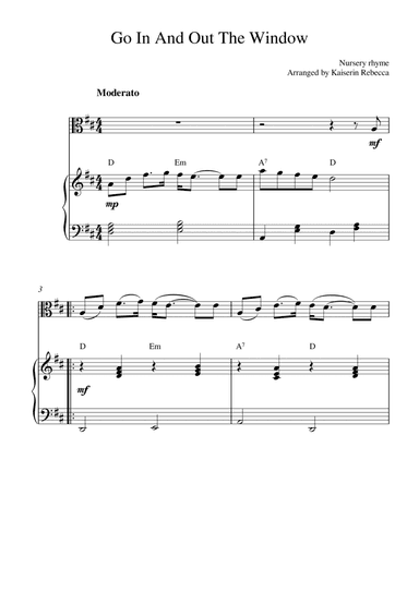 Go In And Out The Window (for viola solo and piano accompaniment) (arr. Kaiserin Rebecca)