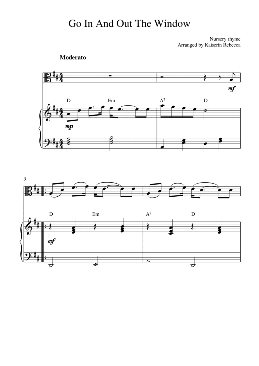 Go In And Out The Window (for viola solo and piano accompaniment) (arr. Kaiserin Rebecca)