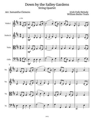 Down by the Salley Gardens (arr. Samantha Clemens)