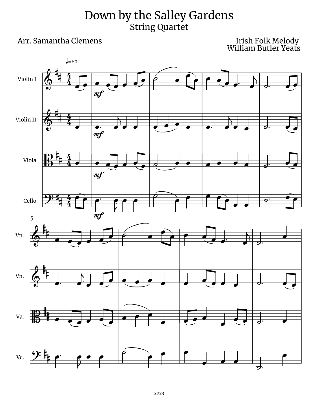 Down by the Salley Gardens (arr. Samantha Clemens)
