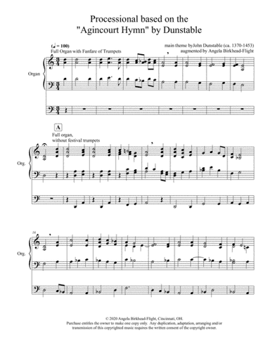 Processional based on the "Agincourt Hymn" by Dunstable (arr. Angela Birkhead-Flight)