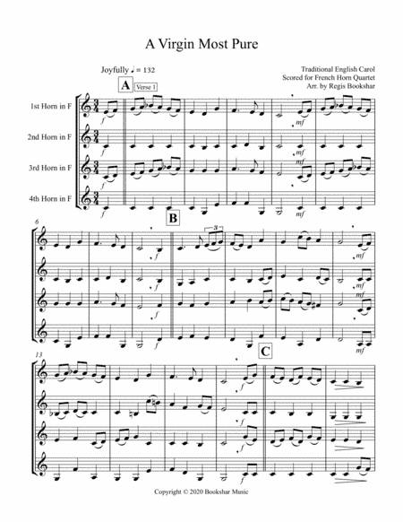 A Virgin Most Pure (French Horn Quartet) (arr. Regis Bookshar)