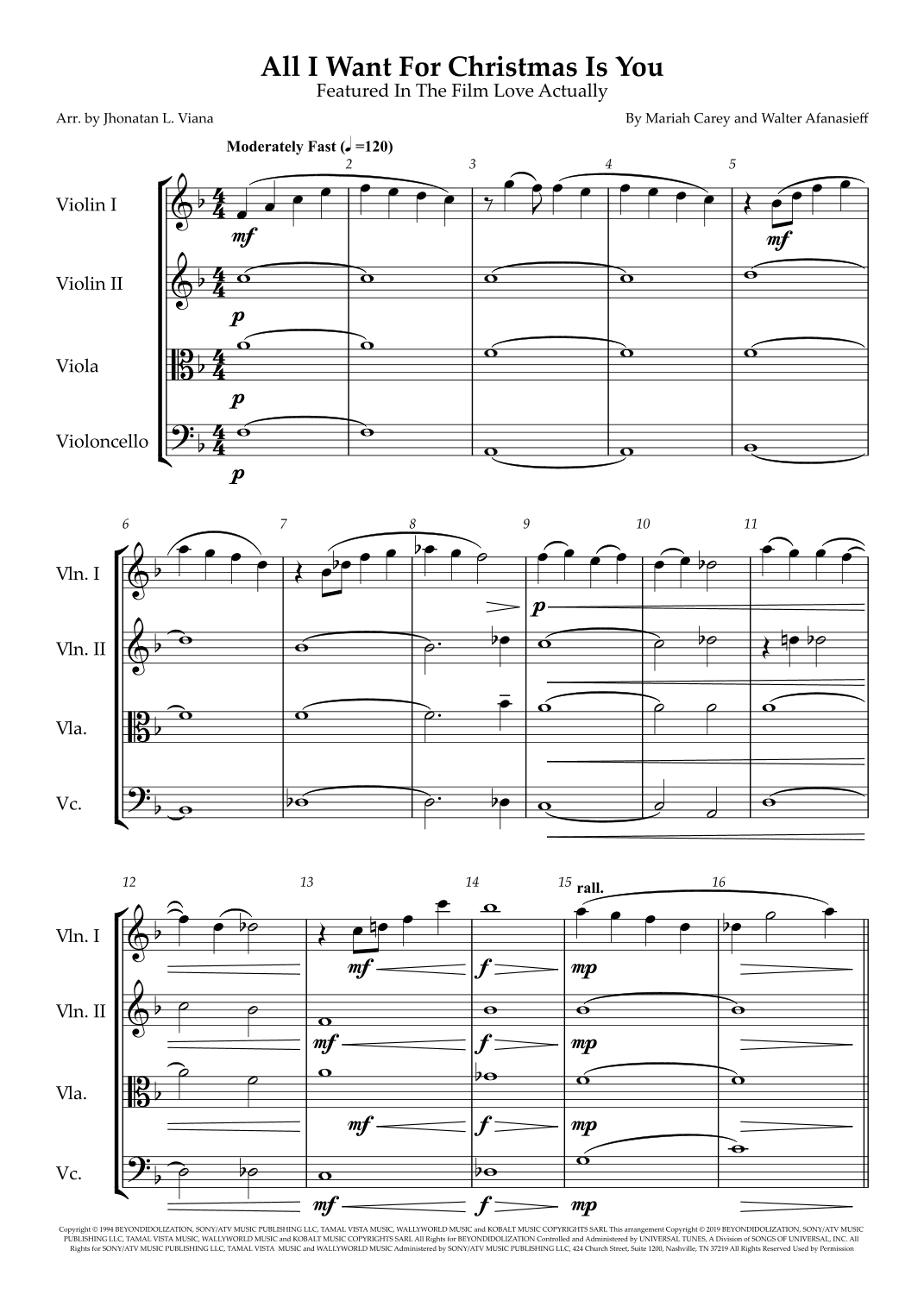 All I Want For Christmas Is You (arr. Jhonatan Lucio Viana)