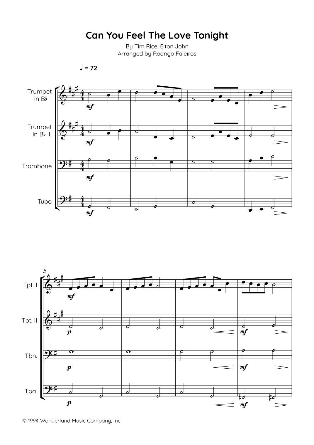 Can You Feel The Love Tonight (arr. Rodrigo Faleiros)