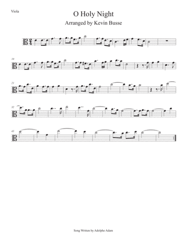 O Holy Night (Easy key of C) Viola (arr. Kevin Busse)