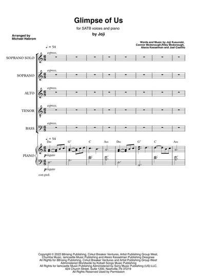 Glimpse Of Us (arr. Michael Habrom)