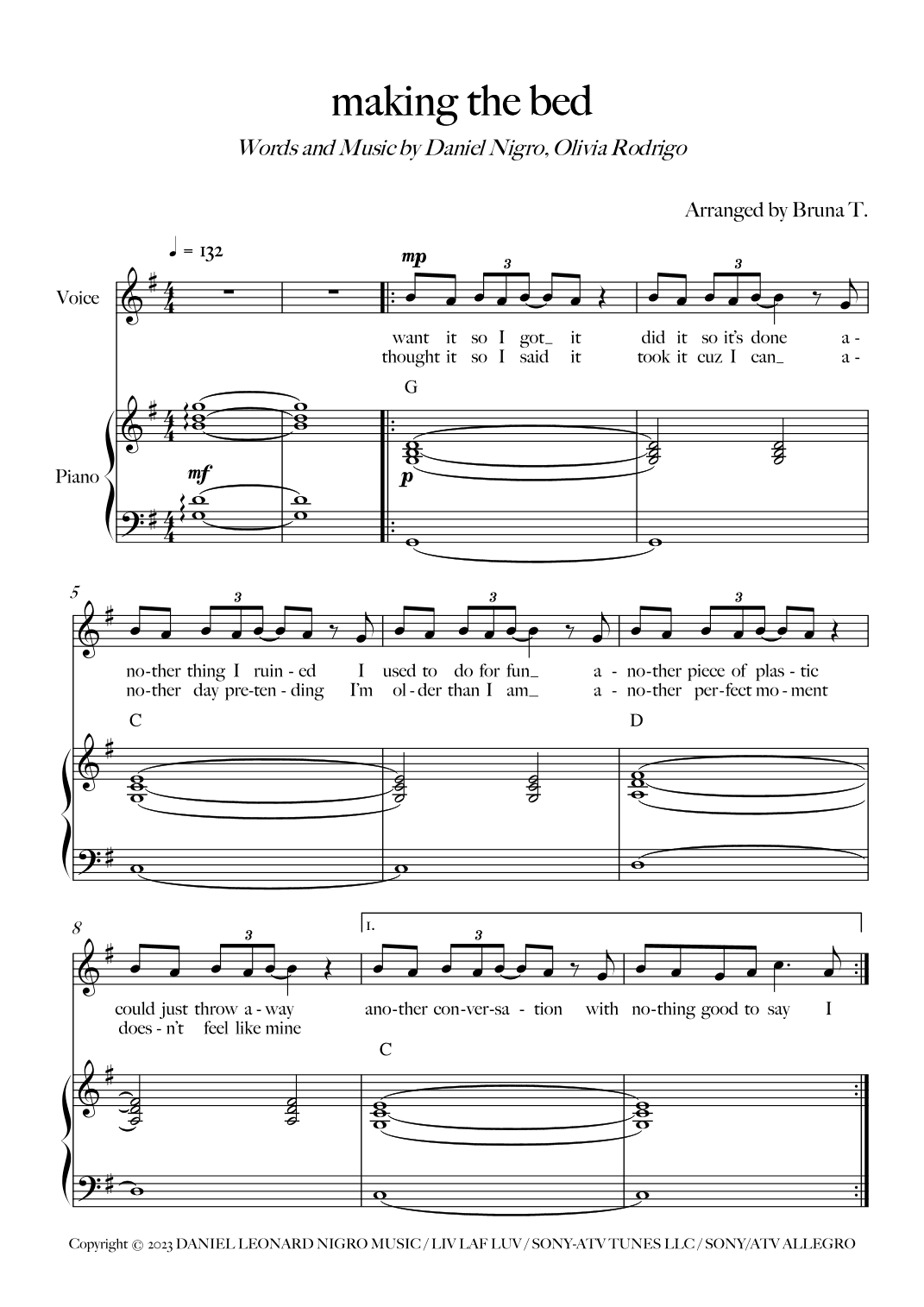 Making The Bed (arr. Bruna T.)