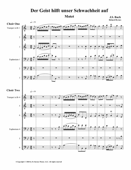 Der Geist hilft unser Schwachheit auf by J.S. Bach for Double Brass Choir (arr. Richard Byrnes)