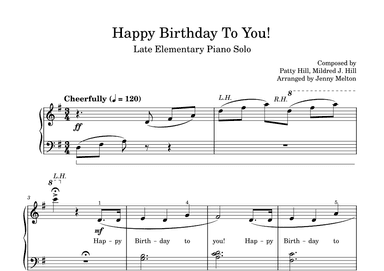 Happy Birthday to You! Late Elementary Piano Solo (arr. Jennifer Melton)