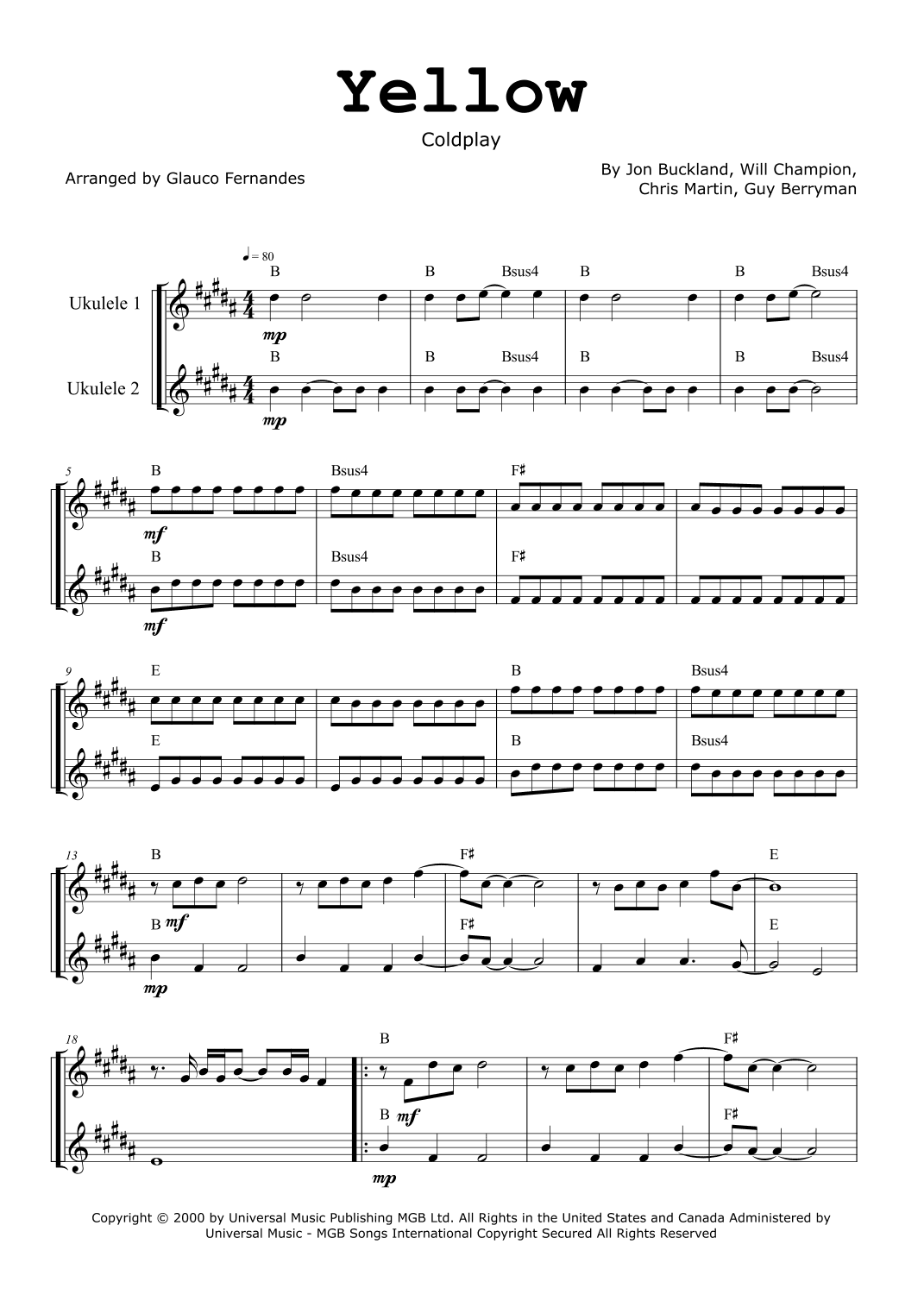 Yellow (arr. Glauco Fernandes)