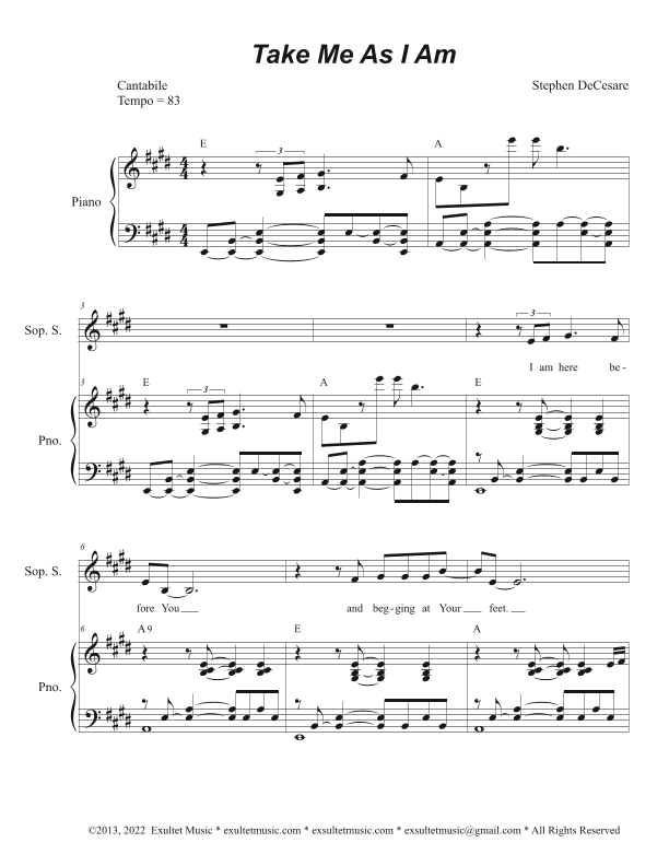 Take Me As I Am (Duet for Soprano and Tenor solo)
