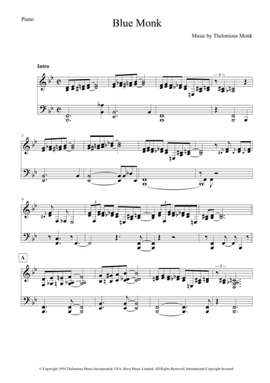 Blue Monk (arr. The Sheet Music Library)