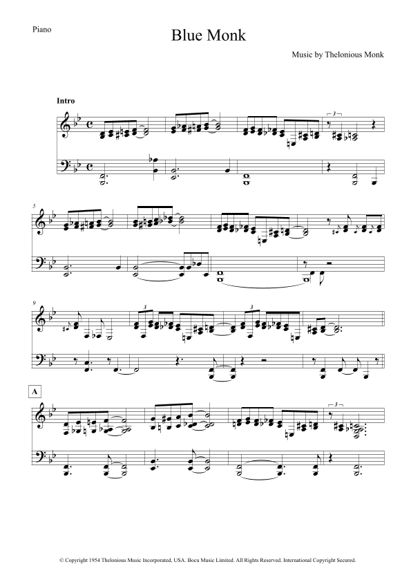 Blue Monk (arr. The Sheet Music Library)