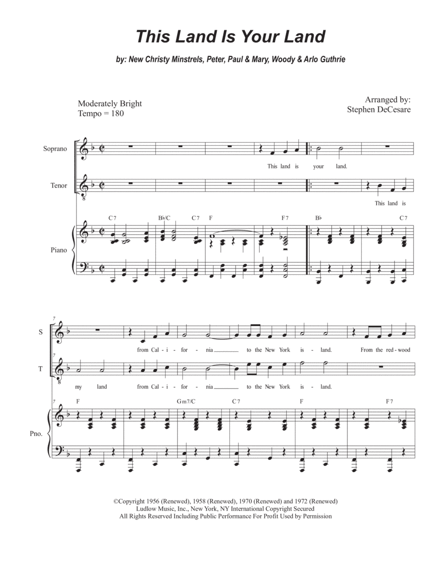 This Land Is Your Land (arr. Stephen DeCesare)