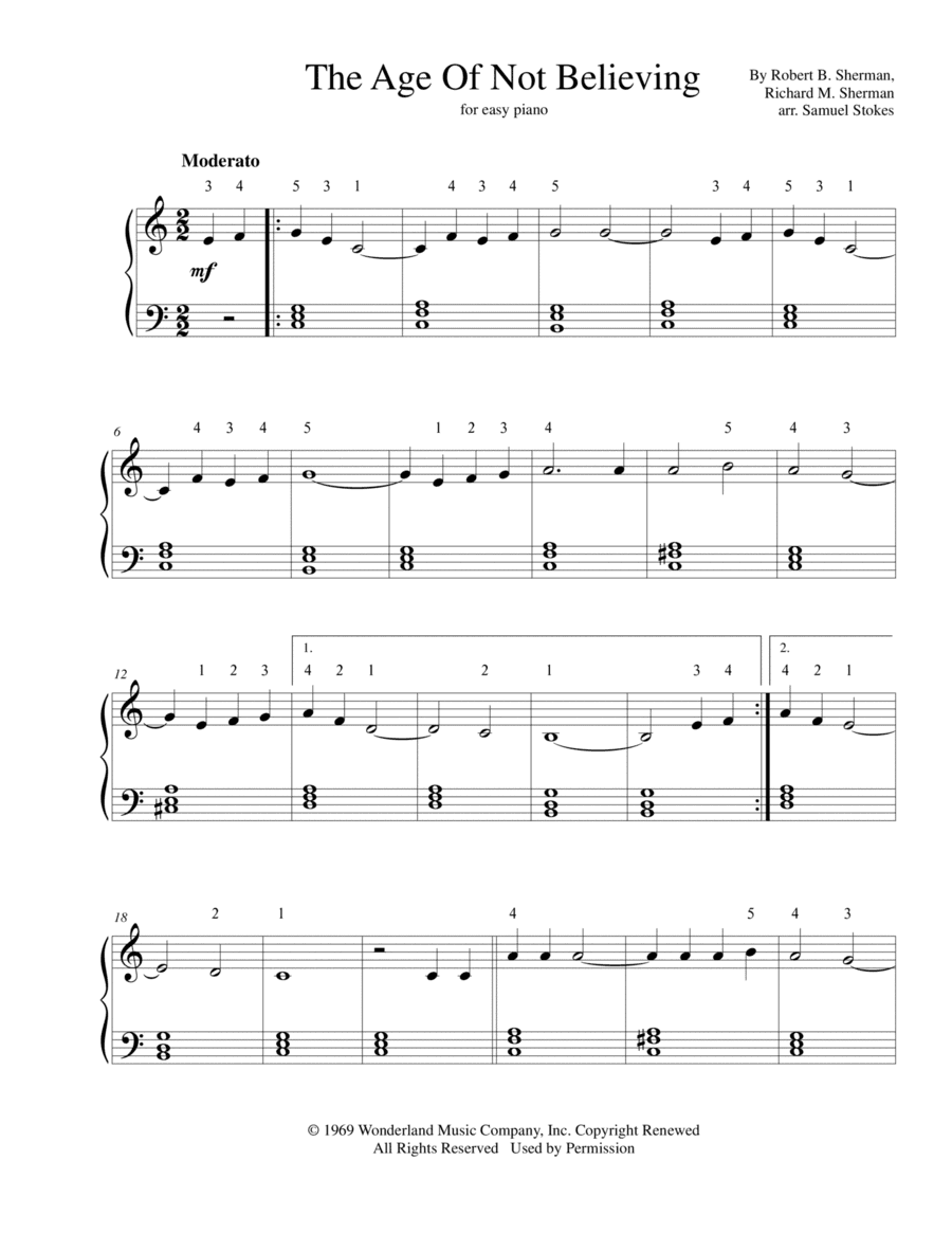 The Age Of Not Believing (arr. Samuel Stokes)