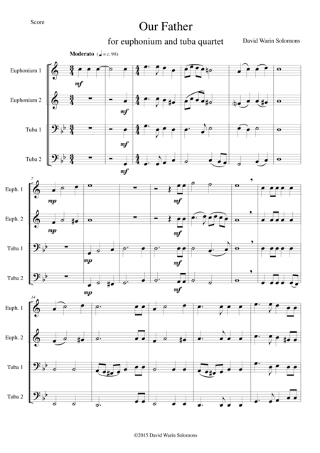 Our Father for tuba and euphonium quartet