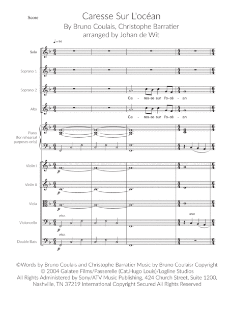 Caresse Sur L'océan (arr. Johan de Wit)