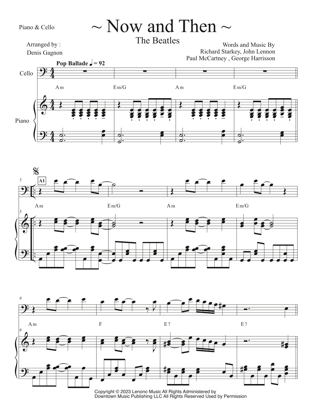 Now And Then (arr. Arranged Bye Denis Gagnon)