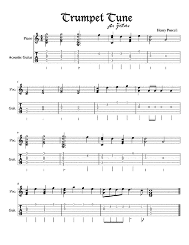 Classical Wedding Music: Trumpet Tune for Guitar by Henry Purcell (arr. Kimberly Steele)