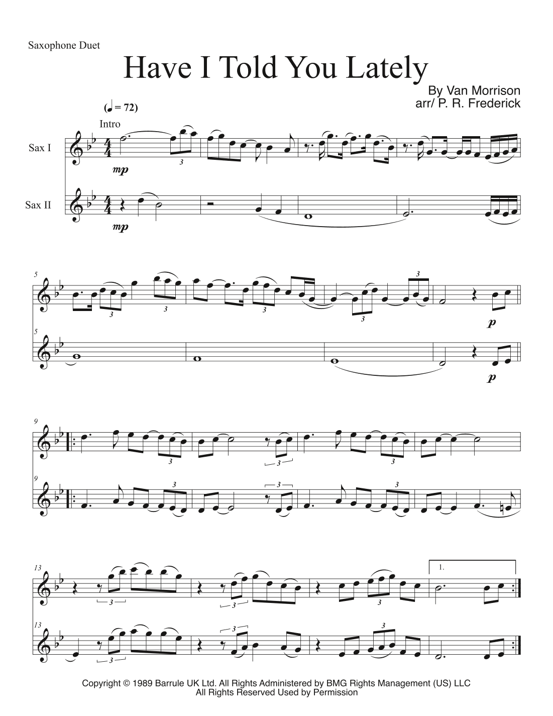 Have I Told You Lately (arr. P. R. Frederick)
