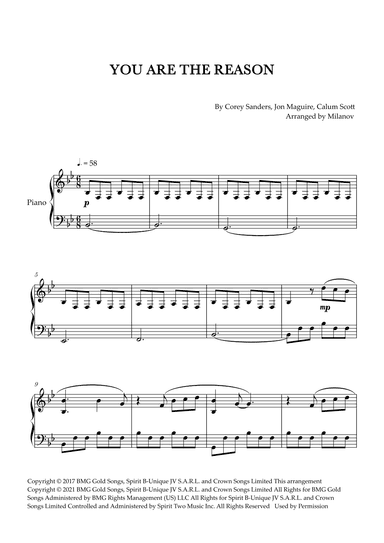 You Are The Reason (arr. Milanov)
