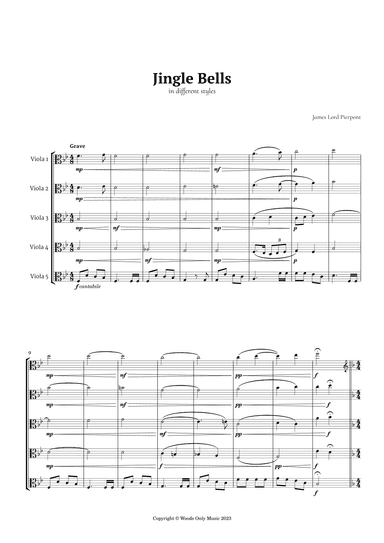 Jingle Bells in Different Styles for Viola Quintet (arr. Ander)