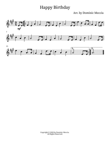 Happy Birthday (arr. Dominic Meccia)