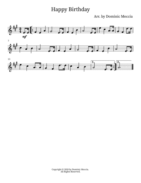 Happy Birthday (arr. Dominic Meccia)