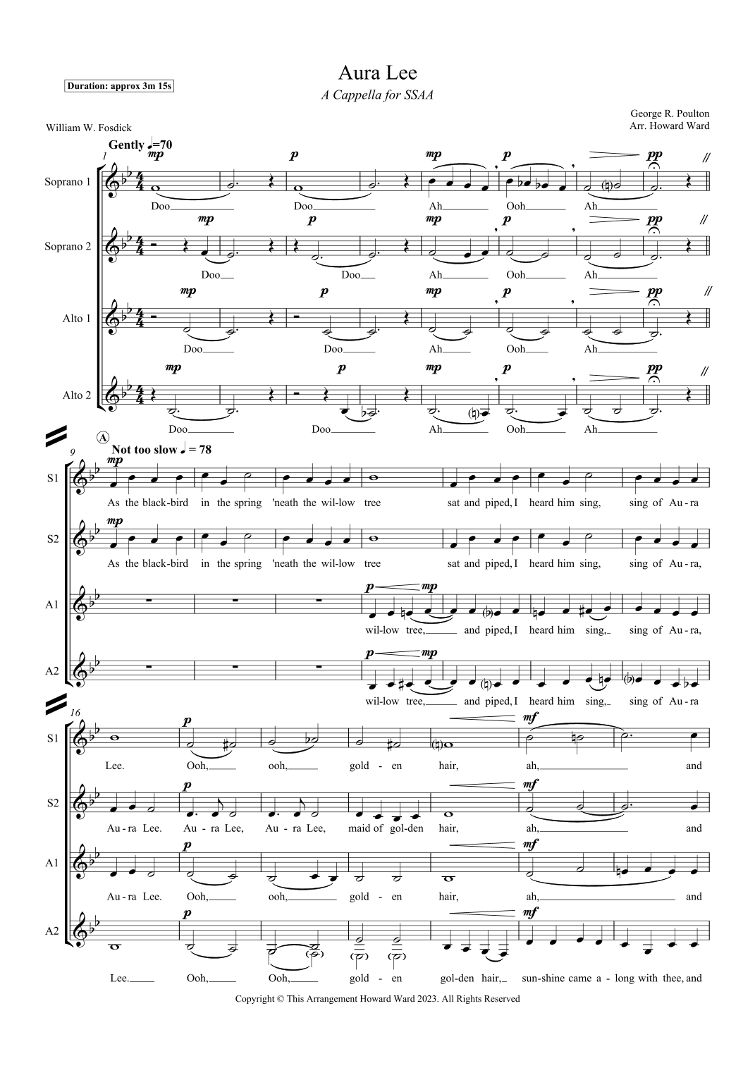 Aura Lea (arr. Howard Ward)