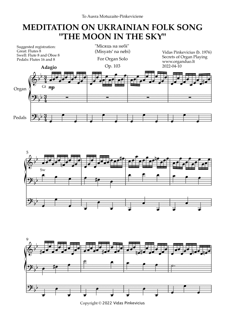 Meditation on Ukrainian Folk Song "The Moon in the Sky", Op. 103 (Organ Solo) by Vidas Pinkevicius