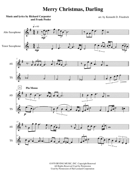 Merry Christmas, Darling (arr. Kenneth D. Friedrich)
