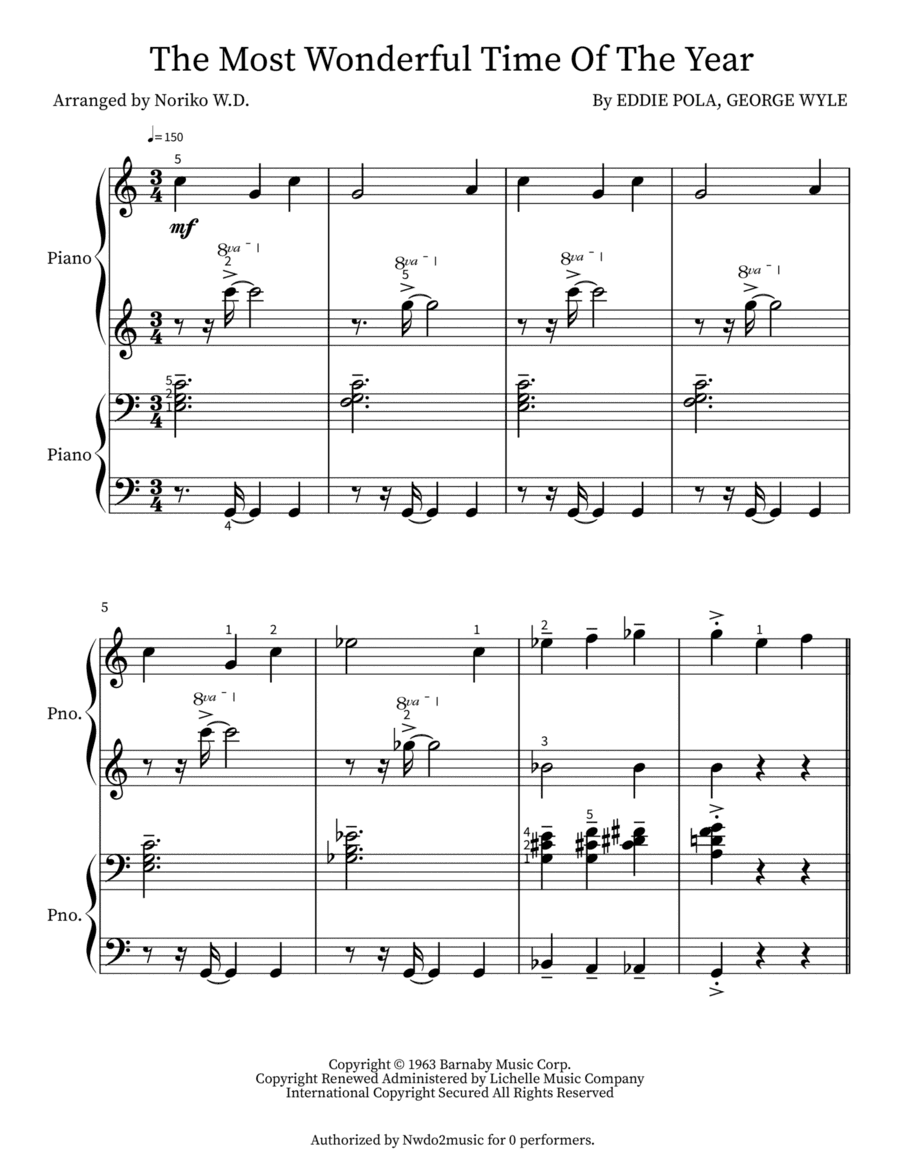 The Most Wonderful Time Of The Year (arr. Noriko W. D.)