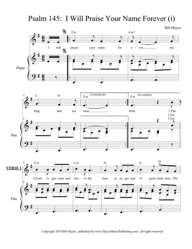 Psalm 145 I Will Praise Your Name Forever (i) - piano/vocal