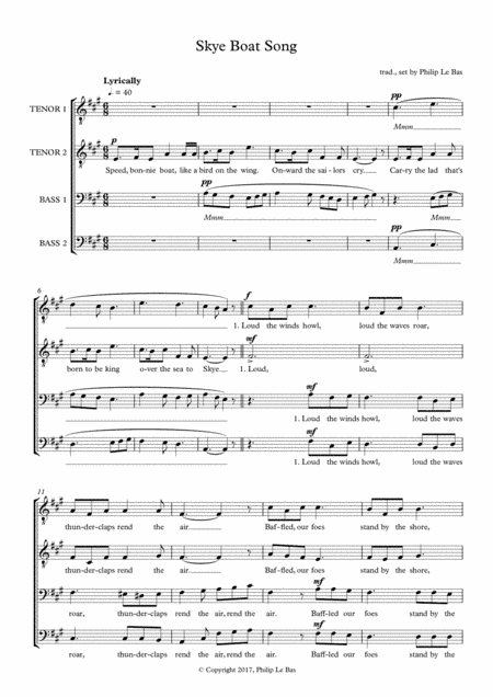 Skye Boat Song (arr. Philip Le Bas)