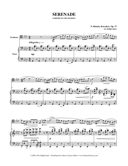 Serenade, Op. 37 for Trombone & Piano (arr. Sauer, Ralph)