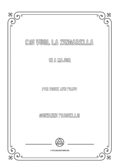 Paisiello-Chi Vuol la zingarella in A Major,for Voice and Piano (arr. MSM)