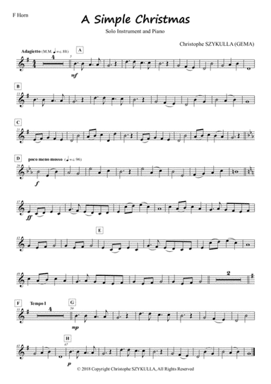 A SIMPLE CHRISTMAS FOR SOLO INSTRUMENT AND PIANO (Horn and Piano)