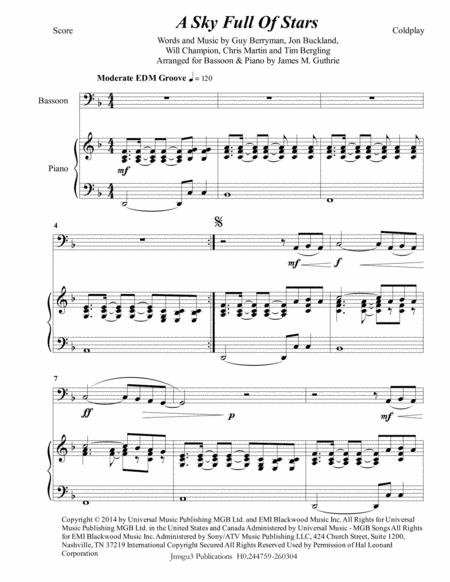 A Sky Full Of Stars (arr. James M. Guthrie, ASCAP)