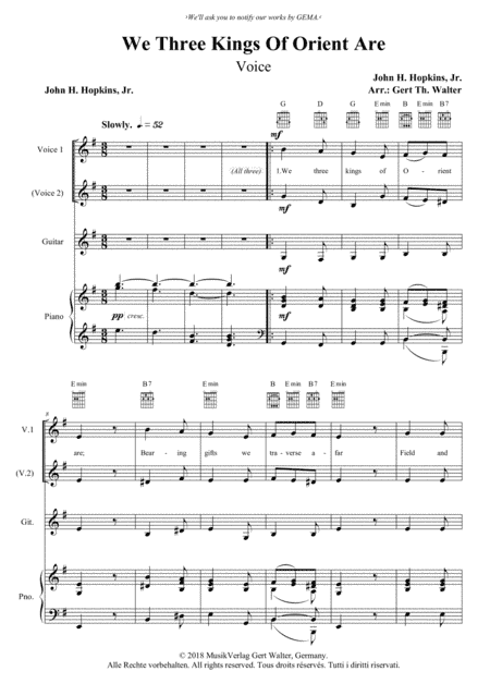 We Three Kings Of Orient Are (arr. Gert Th. Walter)